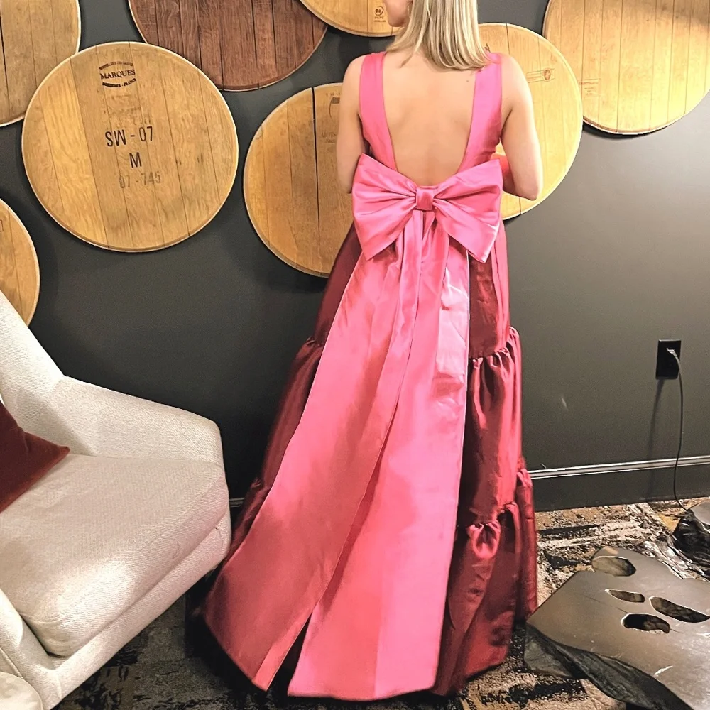 Hutch Two-Tone Pink and Berry Satin Maxi Dress - Picture 2 of 2